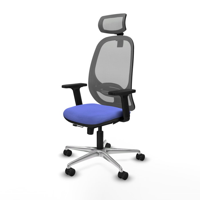 PIQUERAS Y CRESPO Silla de oficina Cilanco con mecanismo Sincro/Traslack, Azul claro y Gris