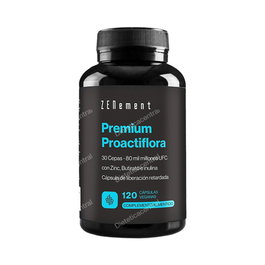 ZENEMENT Premium Proactiflora Probiótico 30 Cepas - 80 Mil Millones UFC, 120 Cápsulas Gastrorresistentes de Liberación Retardada, Con Inulina y Zinc, Vegano