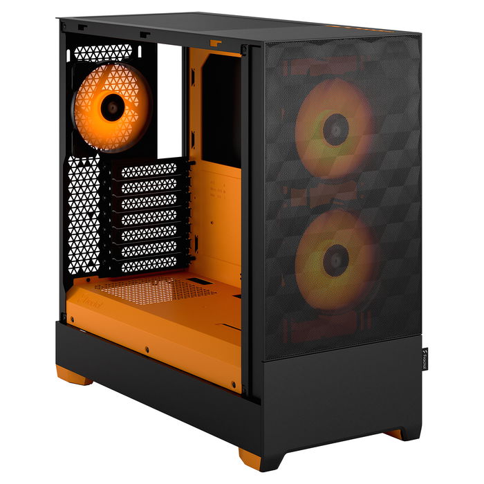 Fractal Design Pop Air Midi-Tower, Cristal Templado, Ventiladores RGB Orange Core, TG Clear Tint
