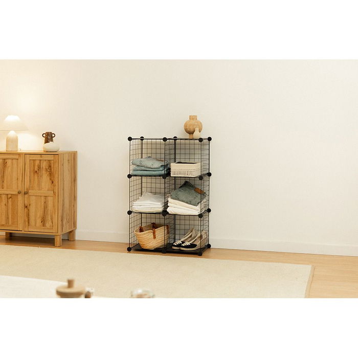 Newlux Estantería Modular Titan C6 Negra Metálica con 6 Módulos 64.5x94.5x31.5 cm Carga 60 kg