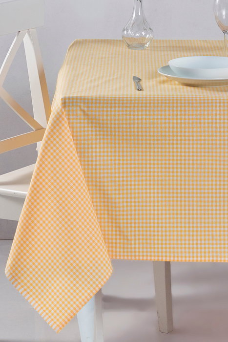 Hermia Mantel Cuadros Amarillo 170 x 170 cm 85% Algodón Fácil de Limpiar Hermia Mantel Cuadros Amarillo 170 x 170 cm 85% Algodón Fácil de Limpiar