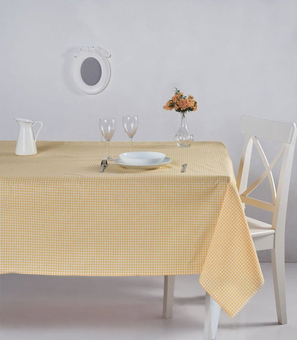 Hermia Mantel Cuadros Amarillo 170 x 170 cm 85% Algodón Fácil de Limpiar Hermia Mantel Cuadros Amarillo 170 x 170 cm 85% Algodón Fácil de Limpiar