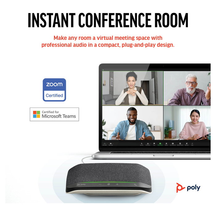 HP Poly Sync 10 Altavoz manos libres USB-A y USB-C Plata HP Poly Sync 10 Altavoz manos libres USB-A y USB-C Plata