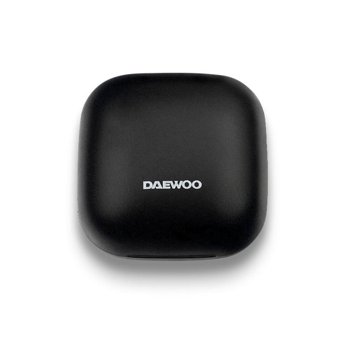 Daewoo Auriculares Inalámbricos Deportivos TWS Sport con Gancho, Bluetooth 5.0, Indicador LED de Batería, 30mAh/300mAh, Carga Tipo C, Color Negro