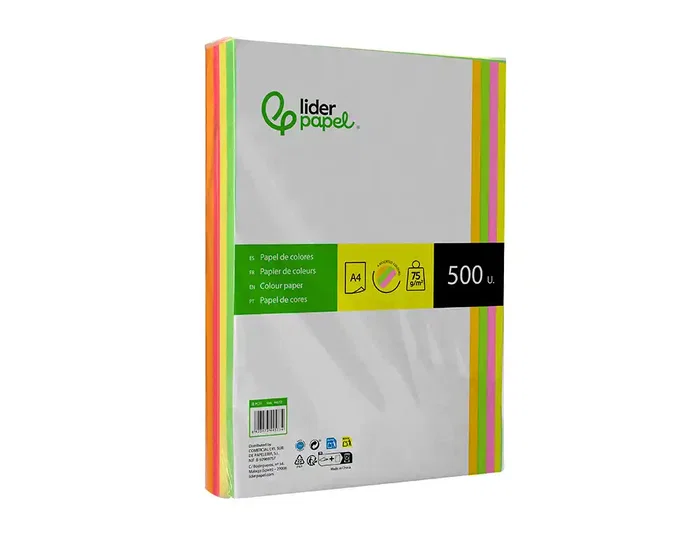Liderpapel Papel Color Neón DIN A4 75g 500 Hojas Surtidas