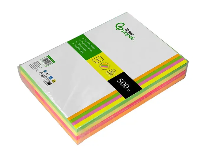 Liderpapel Papel Color Neón DIN A4 75g 500 Hojas Surtidas
