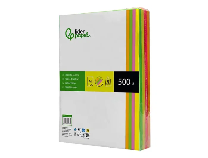 Liderpapel Papel Color Neón DIN A4 75g 500 Hojas Surtidas