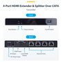 StarTech 4K7014IC-EXTEND-HDMI Extensor y Divisor HDMI de 4 Puertos 4K 60Hz por CAT6