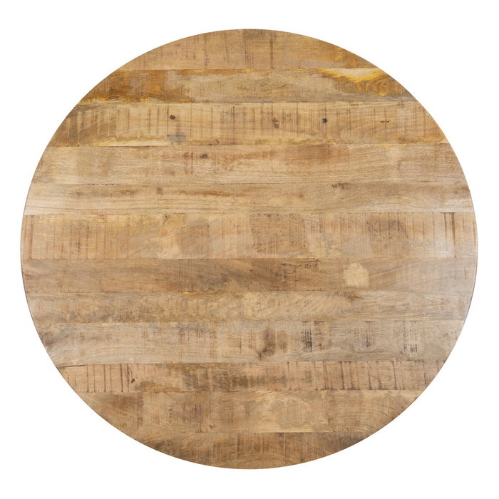 Mesa Comedor Natural-Negro Madera-Hierro 150 X 150 X 77 cm