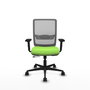Silla de oficina Haches con mecanismo Sincro/Traslack tapizada con Tela color Pistacho y malla color Gris. Equipada con lumbar 1D, Brazos 2D y Ruedas 65mm nailon