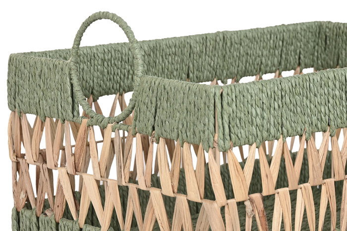 DKD Home Decor Set de 3 Cestas de Fibra Verde 43x30x26 cm DKD Home Decor Set de 3 Cestas de Fibra Verde 43x30x26 cm