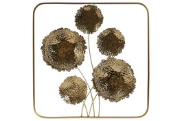 DKD Home Decor Decoración de Pared Inox Flor Dorado