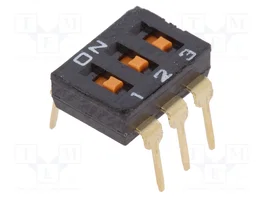 Aratas A6T-3101 DIP-SWITCH de 3 secciones ON-OFF THT