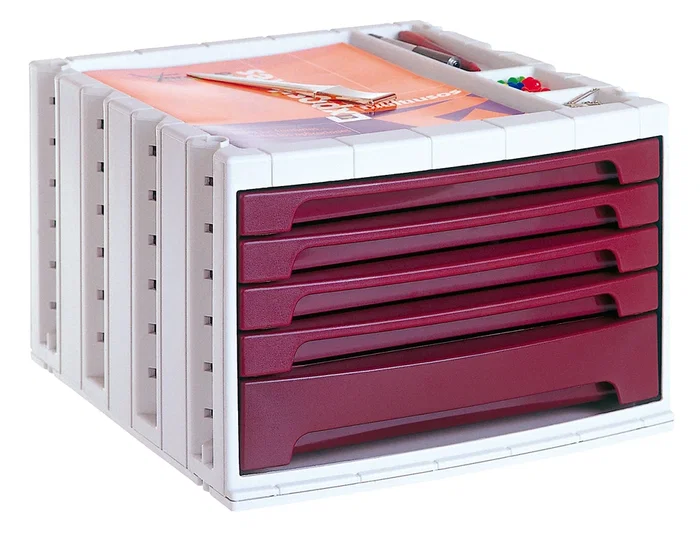 Archivo 2000 Fichero Cajones Sobremesa 305x370x215 mm Bandeja Organizadora Superior 5 Cajones Burdeos Opaco Archivo 2000 Fichero Cajones Sobremesa 305x370x215 mm Bandeja Organizadora Superior 5 Cajones Burdeos Opaco