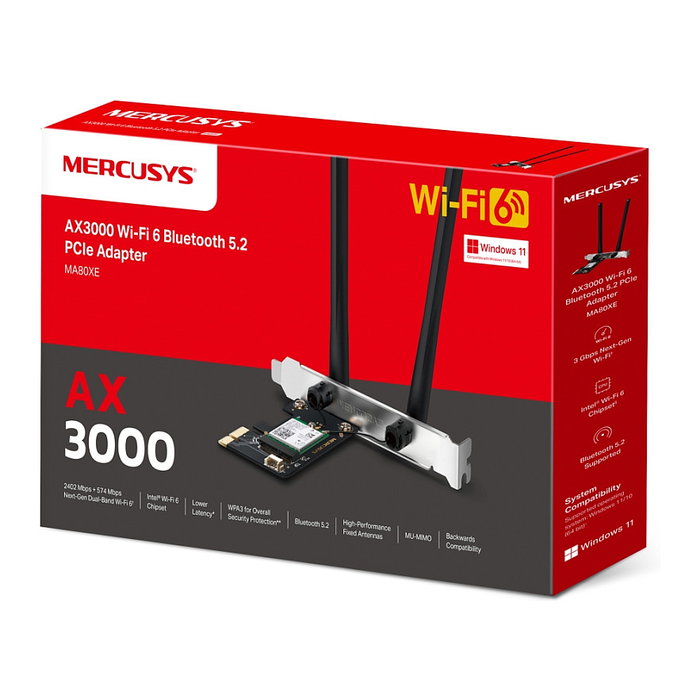 Mercusys MA80XE Adaptador Wi-Fi 6 PCIe AX3000 Dual-Banda