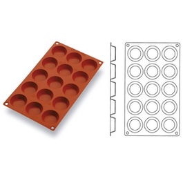 MATFER OVIFLEX Molde de Tartaletas de Silicona para Pastelería, 5 cm de Diámetro x 1.5 cm de Alto, 15 Unidades, Apto para Horno y Congelador