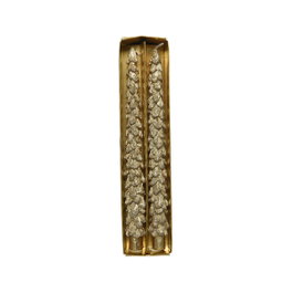 Decoris Pack de 2 velas en forma de pino, doradas con brillantina