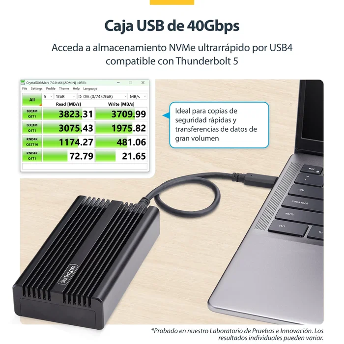 Startech Carcasa USB4 NVMe M.2 40Gbps para SSD USB Tipo C