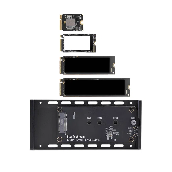 StarTech.com 1USB4-NVME-ENCLOSURE Caja Externa para SSD NVMe M.2 USB4 40Gbps - Compatible Thunderbolt 5/4/3 y Unidades 2230/2242/2260/2280 - Negro