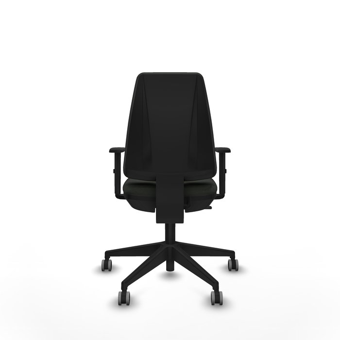 Silla de oficina Elche con mecanismo Contacto permanente básico tapizada con Tela color Negro. Equipada con Base piramidal negra, Brazos 1D y Ruedas 65 mm parqué Silla de oficina Elche con mecanismo Contacto permanente básico tapizada con Tela color Negro. Equipada con Base piramidal negra, Brazos 1D y Ruedas 65 mm parqué