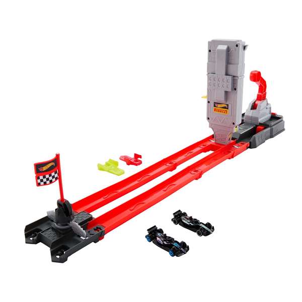 Mattel Hot Wheels Racing Pista F1 Formula Uno Reto de la Parrilla de Salida, Incluye 2 Vehículos