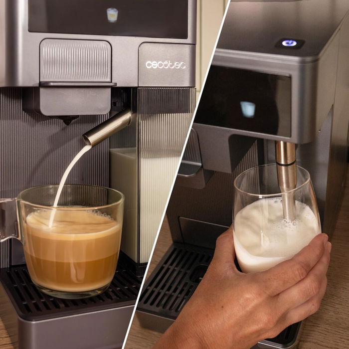 Cecotec Cafetera Express FreeStyle Latte T 1,6L 20bar negra 4en1 compatible cápsulas y molido