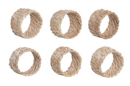 DKD Home Decor Set de 6 Servilleteros de Bambú y Ratán Natural