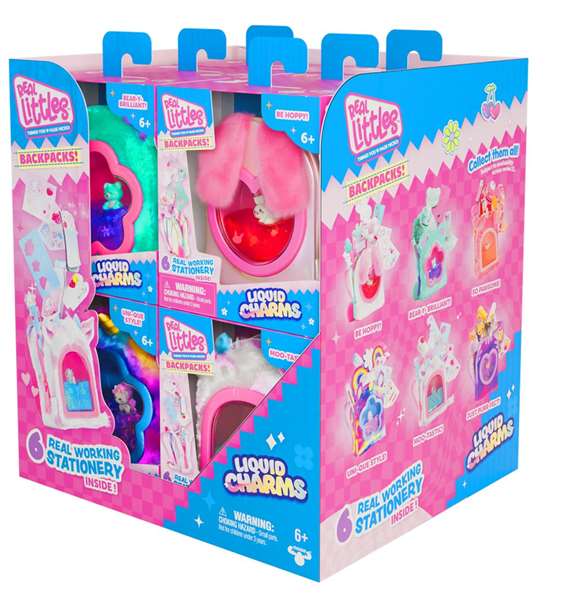 Cefa Mochila Mini de Peluche Coleccionable Liquid Charms con 6 Accesorios, 10 cm, Modelo Surtido Aleatorio