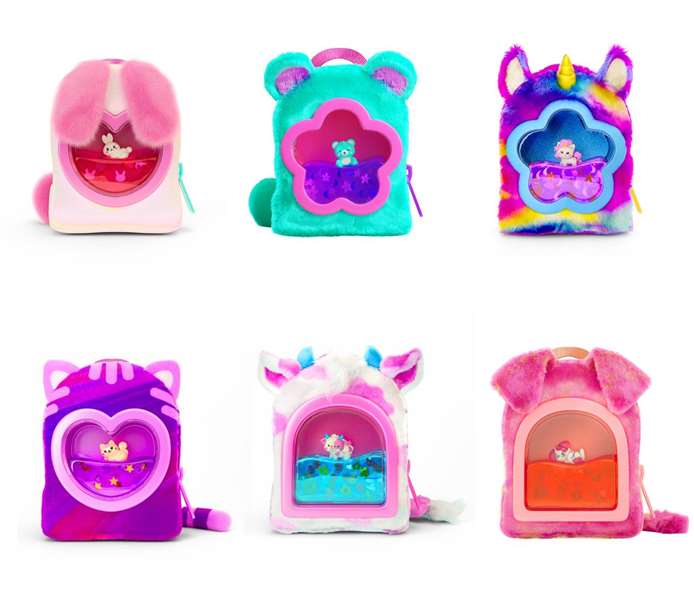 Cefa Mochila Mini de Peluche Coleccionable Liquid Charms con 6 Accesorios, 10 cm, Modelo Surtido Aleatorio