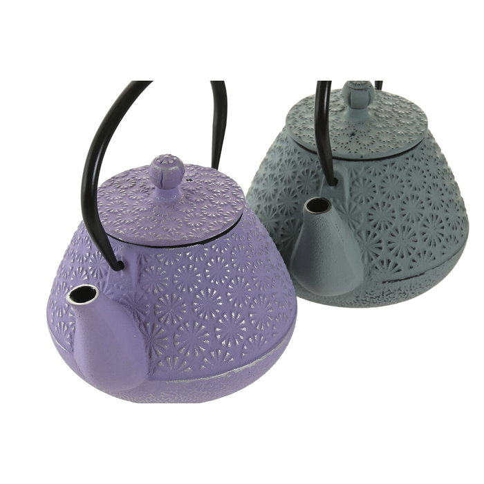 DKD Home Decor Pack de 2 Teteras de Hierro Colado 600ml, Malva y Verde DKD Home Decor Pack de 2 Teteras de Hierro Colado 600ml, Malva y Verde