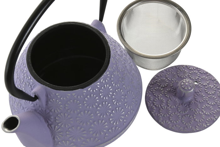 DKD Home Decor Tetera Oriental Malva y Verde de Hierro Colado Inox 600ml (2 Unidades) 12.5 x 15.5 x 15 cm