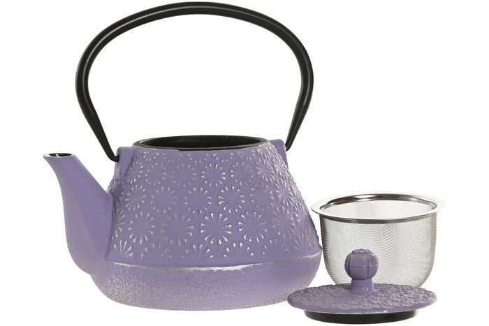 DKD Home Decor Tetera Oriental Malva y Verde de Hierro Colado Inox 600ml (2 Unidades) 12.5 x 15.5 x 15 cm