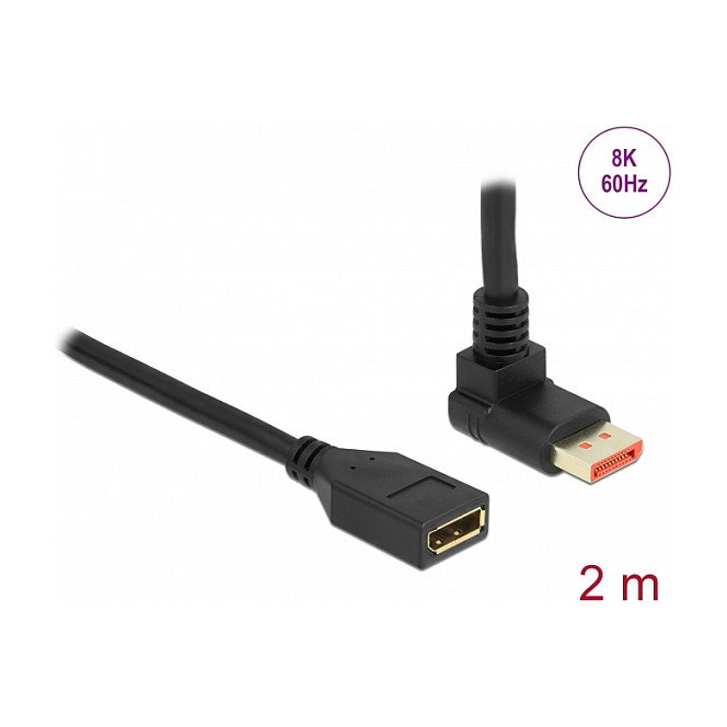 DeLOCK Cable de Extensión DisplayPort Macho 90° Arriba a Hembra 8K 2 m