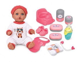 Jugatoys - mismuñecas Muñeco bebé Cuidados con 12 sonidos y accesorios