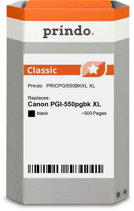 Prindo Classic XL Cartucho de tinta Negro para Canon PGI-550pgbk XL Prindo Classic XL Cartucho de tinta Negro para Canon PGI-550pgbk XL