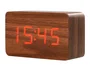 Q-connect Reloj de Sobremesa Digital con Acabado en Madera y Luz Roja 100x40x60mm