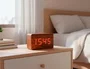 Q-connect Reloj de Sobremesa Digital con Acabado en Madera y Luz Roja 100x40x60mm