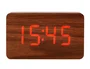 Q-connect Reloj de Sobremesa Digital con Acabado en Madera y Luz Roja 100x40x60mm
