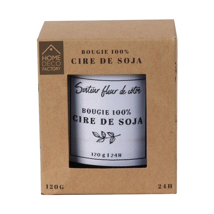 Home Deco Factory Vela Cera Soja Flor de Algodón Diámetro 7 cm Altura 8 cm Duración 24h 120g