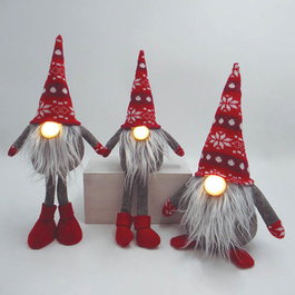 Bambasy Gnomo de Navidad LED Dremth con piernas colgantes Rojo y gris
