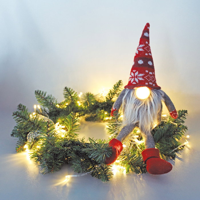 Bambasy Gnomo de Navidad LED Dremth con piernas colgantes Rojo y gris