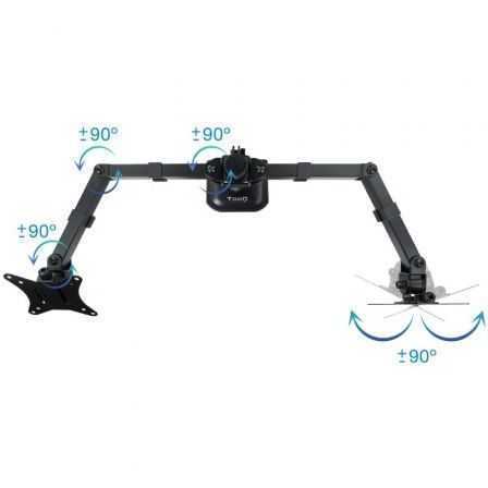 TooQ Soporte de Mesa para 2 Monitores DB1802TN-B Giratorio Inclinable hasta 8kg Negro