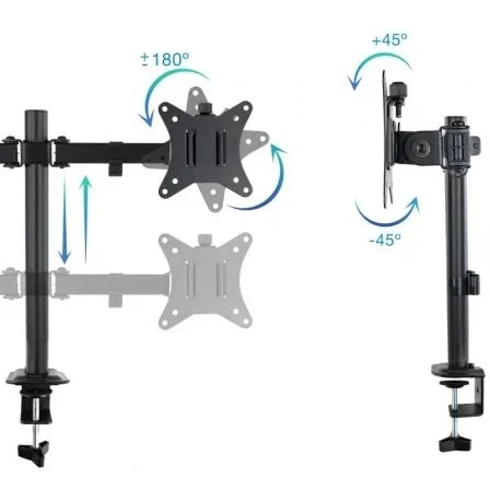 TooQ Soporte de Mesa para 2 Monitores DB1802TN-B Giratorio Inclinable hasta 8kg Negro