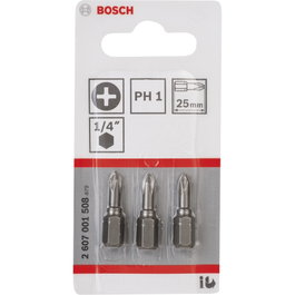 Bosch Juego de 3 puntas de destornillador PH1 XH 25mm