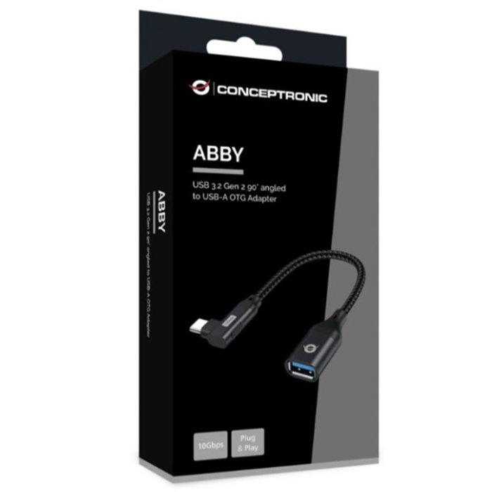 Conceptronic Adaptador USB Tipo C a USB Tipo A 3.0 OTG 90° Negro Conceptronic Adaptador USB Tipo C a USB Tipo A 3.0 OTG 90° Negro