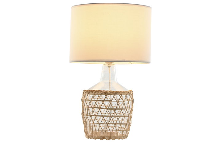 DKD Home Decor Lámpara de Sobremesa Cristal y Cuerda 28x28x45 cm DKD Home Decor Lámpara de Sobremesa Cristal y Cuerda 28x28x45 cm