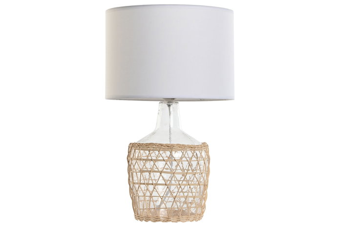 DKD Home Decor Lámpara de Sobremesa Cristal y Cuerda 28x28x45 cm DKD Home Decor Lámpara de Sobremesa Cristal y Cuerda 28x28x45 cm