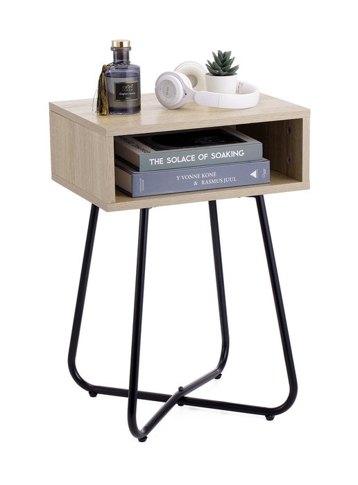 Inde Mesita Auxiliar Metálica y Madera 40 cm x 34 cm x 60 cm (3 Unidades)