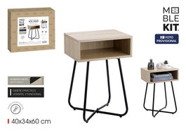 Inde Mesita Auxiliar Metálica y Madera 40 cm x 34 cm x 60 cm (3 Unidades)