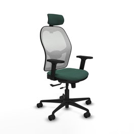 PIQUERAS Y CRESPO Silla de oficina Jorquera con mecanismo Sincro/Traslack Verde botella y Blanco